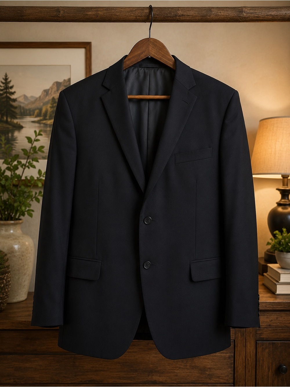 Hart Schaffner Marx Black 54R USA Made Men’s Blazer Jacket (SJ7)